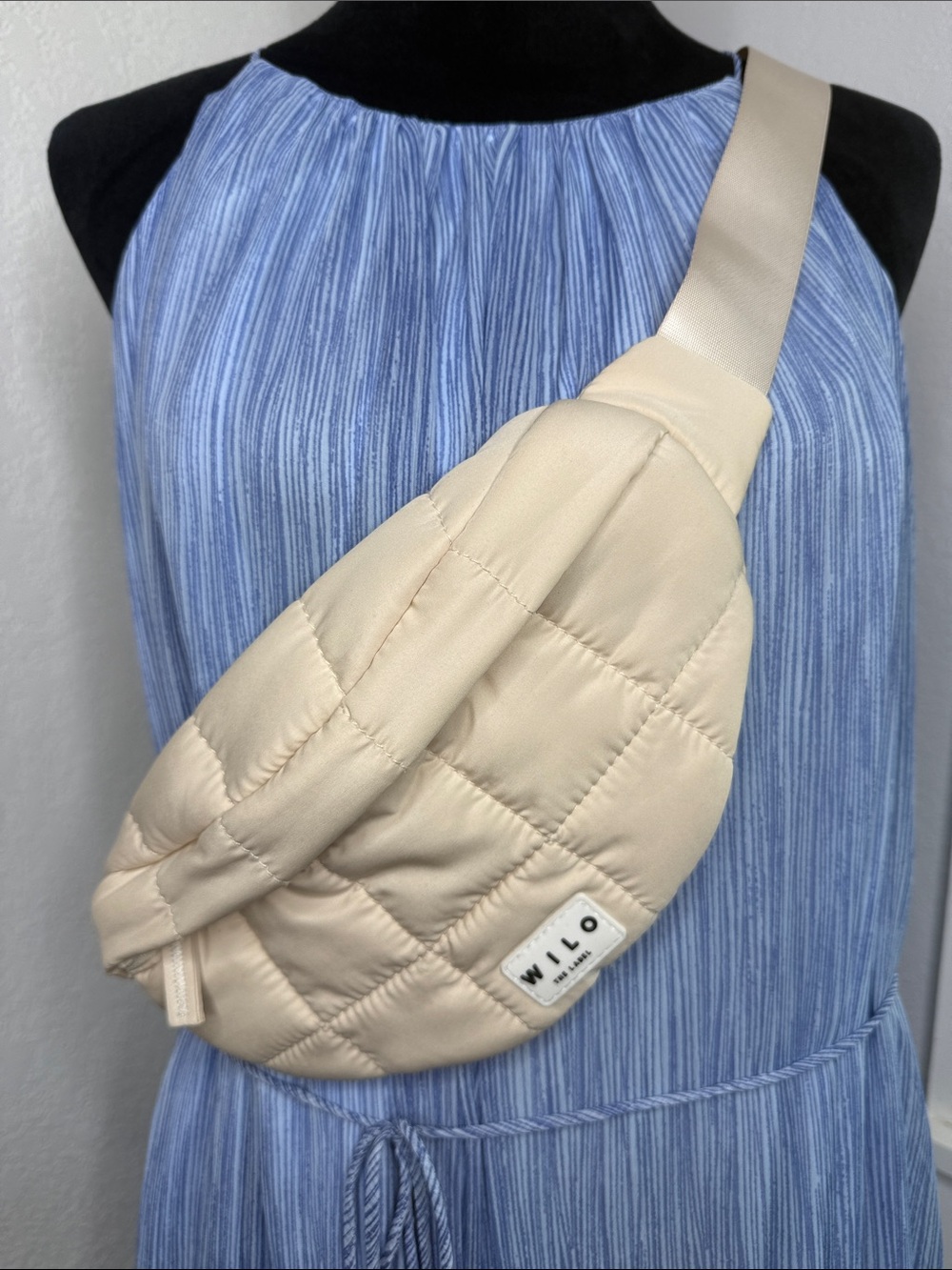 WILO The Label Quilted Belt Bag Cream Puffer Crossbody Fanny Pack Crossbody